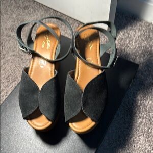 Seychelles Black Sandals with Ankle Strap and Flat Sole